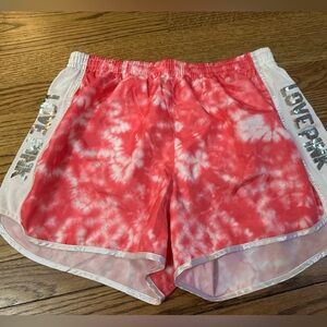 PINK Victoria's Secret Red Tie-Dye Athletic Shorts